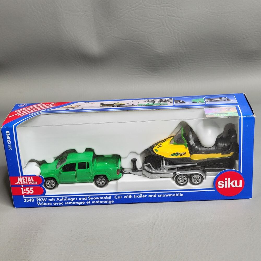 New Super Siku 2548 VW Amarok w/ Trailer & Snowmobile 1:55
